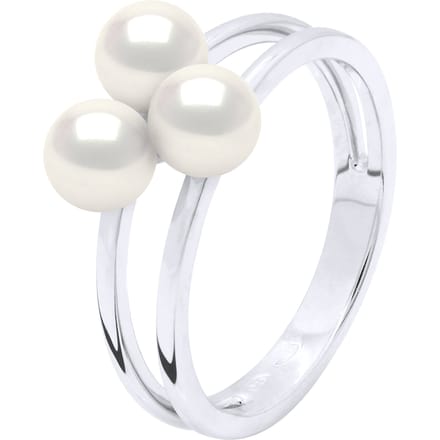 Ring Trilogy - 3 echte gecultiveerde zoetwaterparels rond 5-6 mm