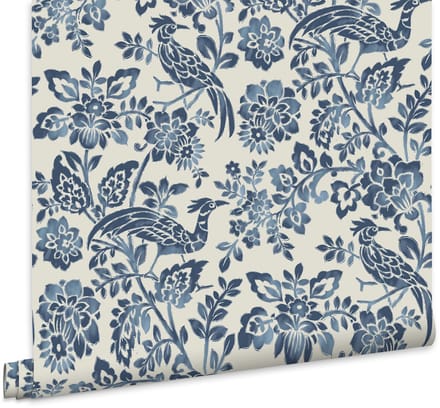 Laura Ashley Adain Palace Behang - Bloemen - 10mx52cm - Blauw