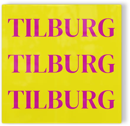 Tegeltje Tilburg - geel roze - tegeltje stad - tegeltje met tekst