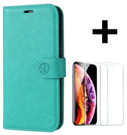 Hoesje geschikt voor Apple iPhone 7/8/SE (2020-2022)/book case met pasjeshouder hoge kwaliteit kleur Turquoise + gratis screen protector