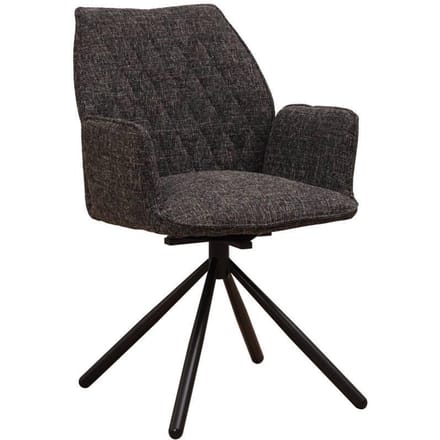 Dimehouse Draaibare Eetkamerstoel Zwart Novan Chenille – 180° Draaibaar - Chenille - Modern