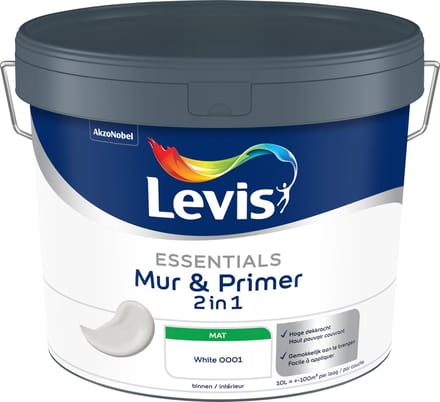 Levis - Essentials Mur & Primer - Wit - 10 L