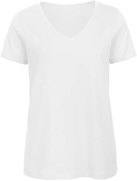 Dames-T-shirt met V-hals B&C Organic Inspire