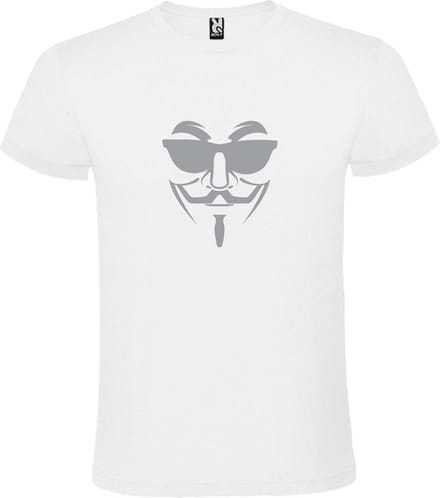 Wit T shirt met print van " Vendetta " print Zilver size S