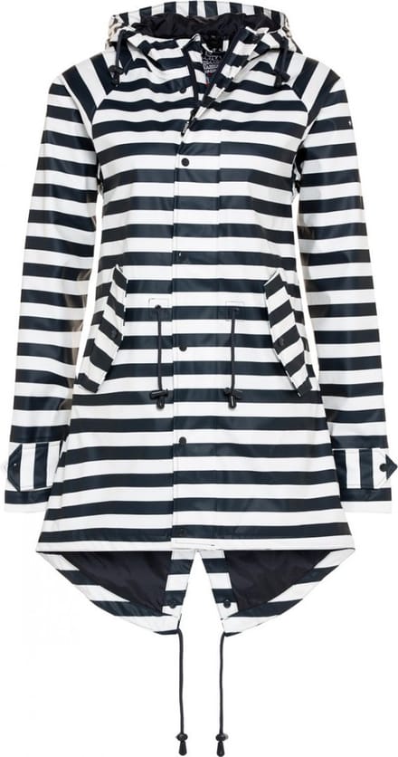 Donkerblauw met wit gestreepte dames regenjas / parka HafenCity® 4XL (50)