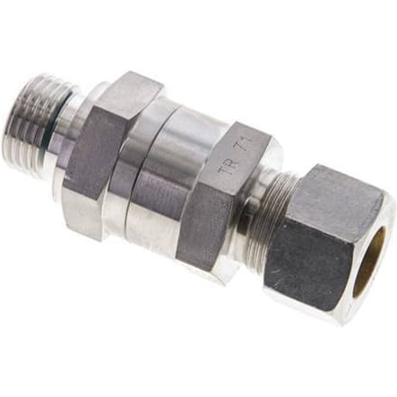 15L (M22x1.5) & G1/2'' Regeling-Uit RVS Terugslagklep Knelfitting Buitendraad 1-250 bar ISO 8434-1