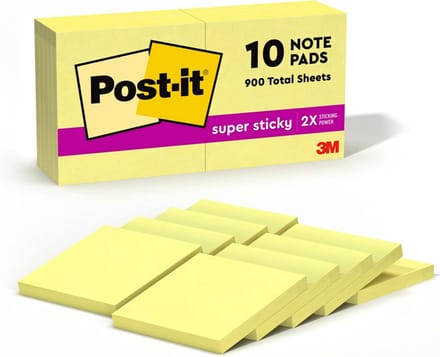 Post-it Super Sticky Notities 7,6 x 7,6 cm Geel 10 blokjes