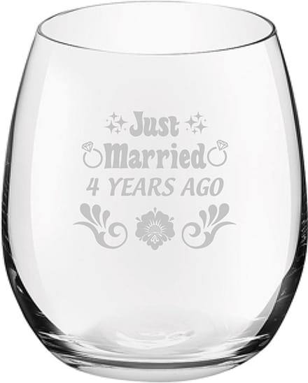 Gegraveerde drinkglas 39cl Just Married 4 years ago