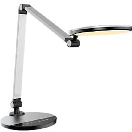 meet by Paperflow CHUCK LED tafellamp zilver, geïntegreerde 600 lm module, scharnierarm, CCT-modus