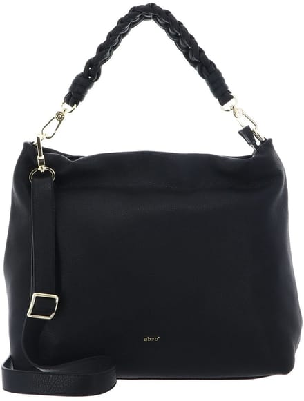 abro Leren schoudertas Leather Dalia Hobo Bag Soley Black / Gold zwart