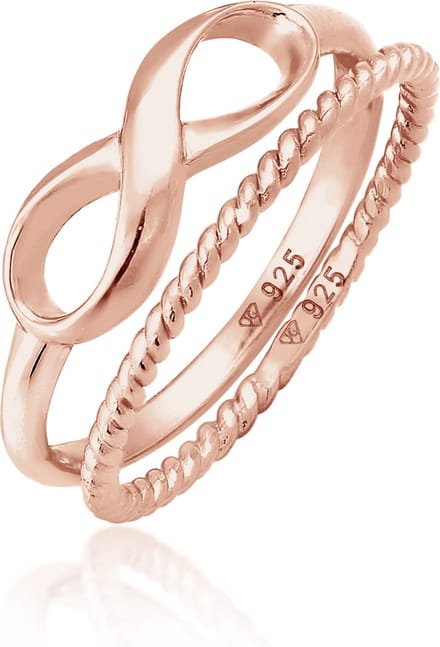 Elli - Ring - Dames Stacking Ring Duo Infinity Gedraaid Basic Trend Blogger in 925 Sterling Zilver - Dames
