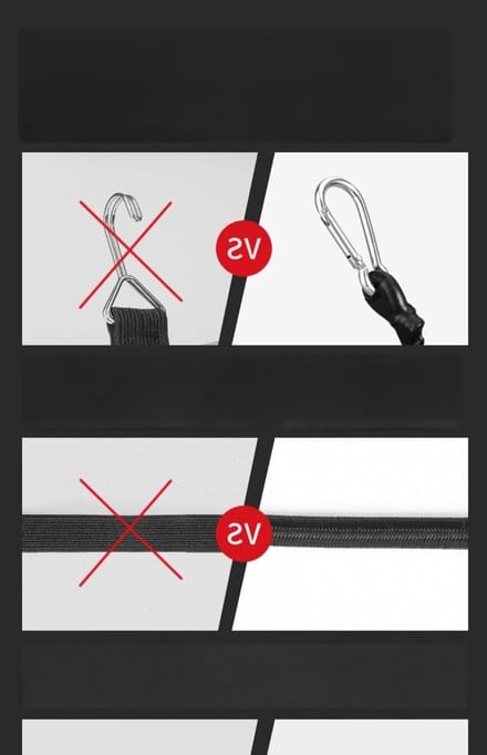2 m Stretch Rubber met Carabiner Haak - Elastische Spanner voor Bagage, Handkar en Kamperen
