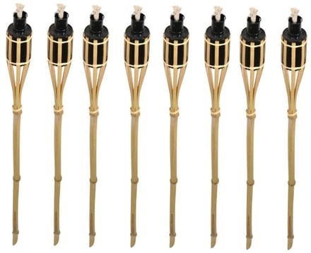 Bellatio design Tuinfakkels - 8x stuks - bamboe - 60 cm - navulbaar - fakkels