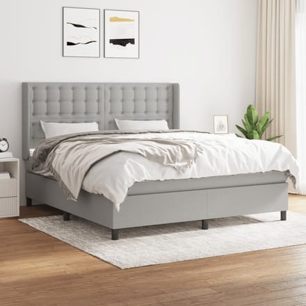 vidaXL - Boxspring - met - matras - stof - lichtgrijs - 180x200 - cm