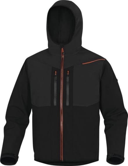 Delta Plus Horten softshell 3 lagen jack - Zwart | Oranje - L