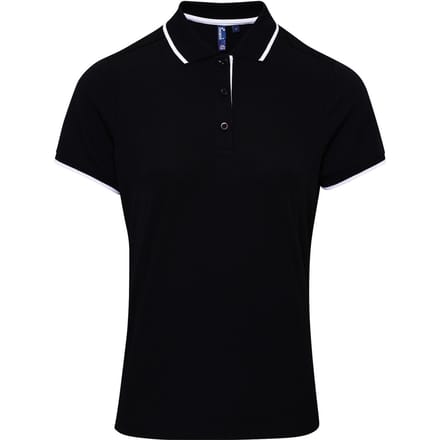 Premier Dames/dames Contrast Coolchecker Poloshirt (Zwart/Wit)