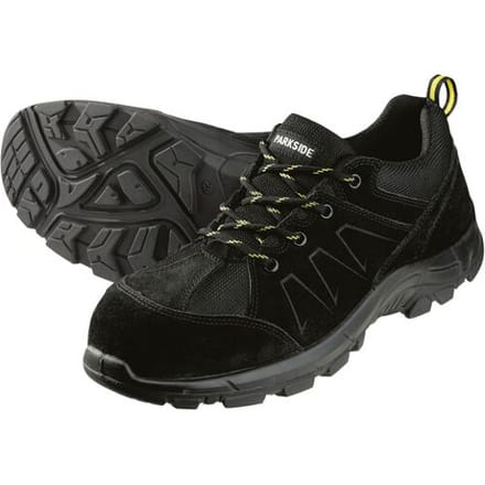 PARKSIDE Leren werkschoenen S3 met stalen neus (lage snit, Zwart, 41)