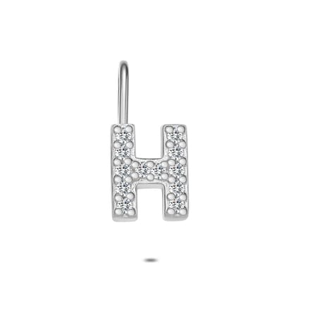Twice As Nice Hanger in zilver, letter H met steentjes