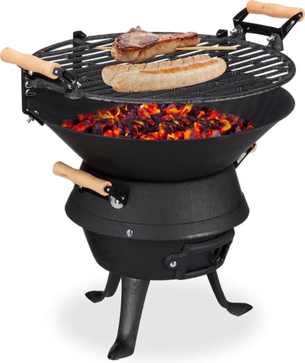 Houtskoolbarbecue - kolenbarbecue - bbq - camping barbecue - gietijzer - zwart