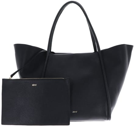 abro shopper schoudertas Leather Agave Shopper Willow Black / Gold zwart
