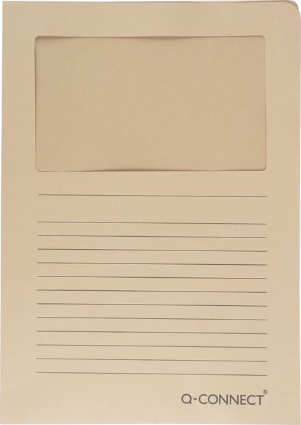 Q-CONNECT L-map met venster | 120 g/m² | A4 | pak van 100 stuks | kraft