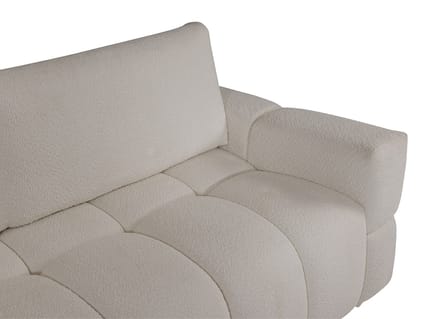 Vente-unique Driezitsslaapbank van crèmekleurige boucléstof ISSORO II