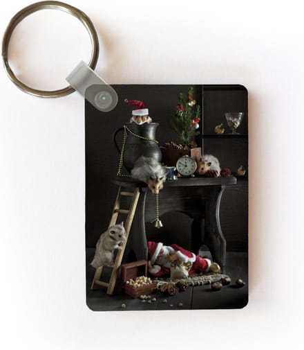 Sleutelhanger - Stilleven met hamsters in een kerstverhaal - Uitdeelcadeautjes - Plastic
