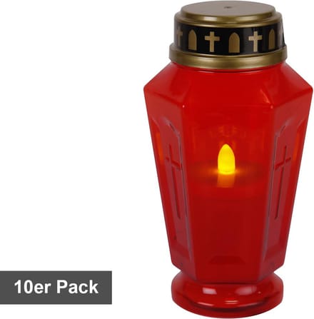 Star Trading Display Serene, grafkaarsen, 10 stuks, rood, LED, warm wit, voor buiten, 15,5 cm