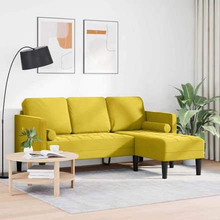 vidaXL - Bankstel - met - kussen - Geel - Polyester