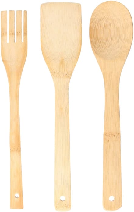Alessandro Keukengerei spatels/lepels set - 30 cm - hout - 3-delig - roerlepels/bak spatels
