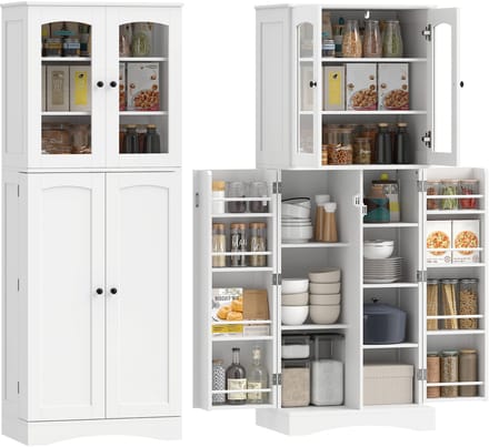 HOMCOM Voorraadkasten - Spaanplaat, MDF - 60 x 40 x 162 cm - Wit