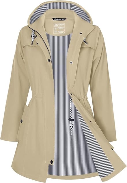 Daity Regenjas dames lang | waterdicht en ademend met capuchon voor buiten - Maat M