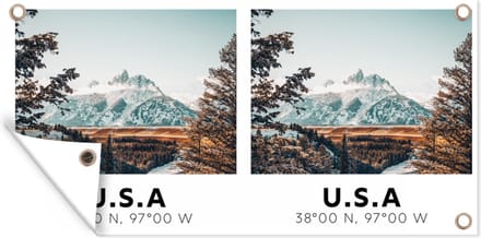 Tuinposter Amerika - Rocky Mountains - Bomen - 60x30 cm - Tuindoek
