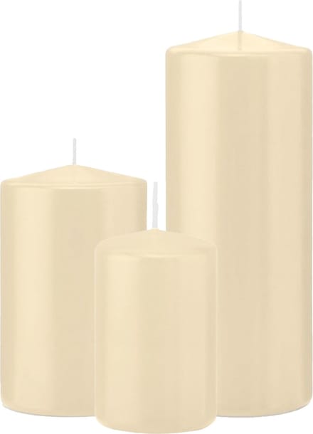 Trend Candles - Stompkaarsen set 6x stuks creme wit 12-15-20 cm