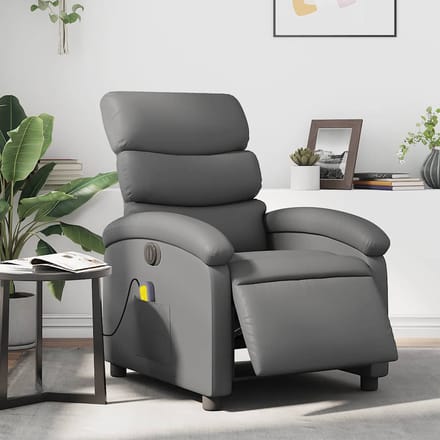 vidaXL - Massagestoel - verstelbaar - elektrisch - kunstleer - grijs