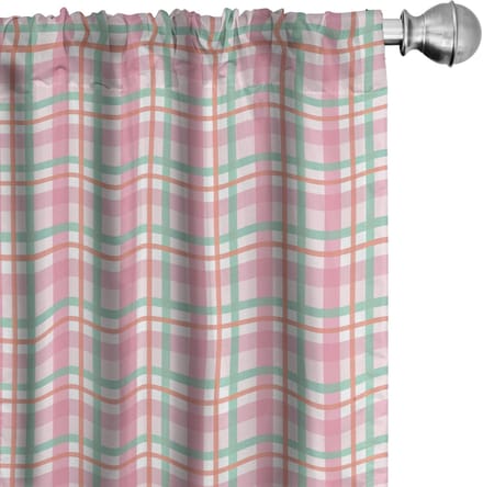 Abakuhaus Gordijn – Geruit mintgroen zalmroze – 2x75x225 cm microvezel