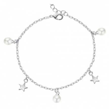 Armband- Zilver- Ster- synthetische parel - Charme Bijoux