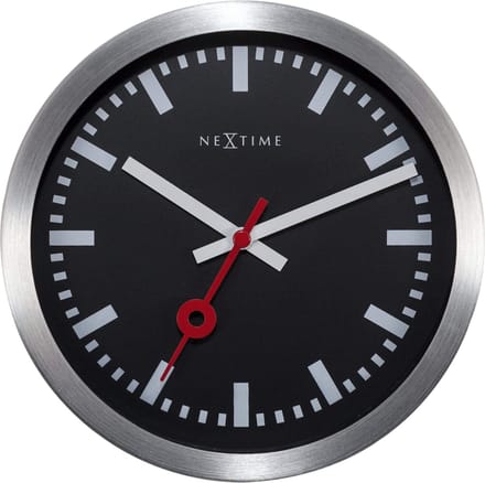 NeXtime Station – Wandklok – 19 cm – Aluminium – Zwart