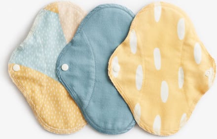 ImseVimse wasbare inlegkruisjes - 3 stuks - zero waste - biologisch katoen - Blue Sprinkle - Geel denim mix
