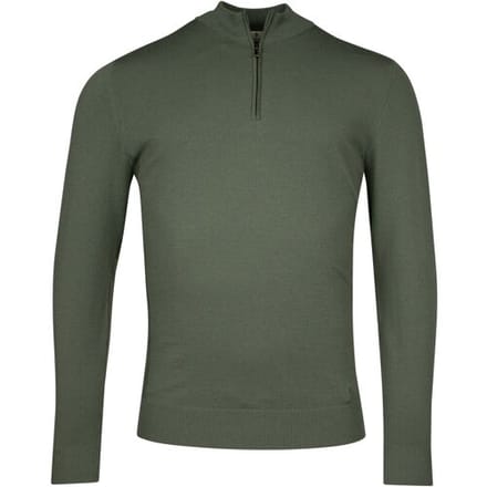 Thomas Maine Trui Uni Color Half Zip Single Knit Groen / male