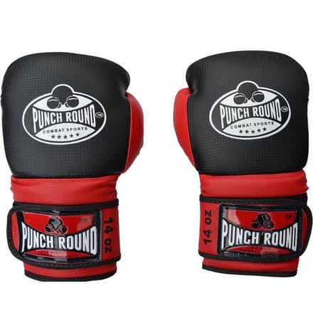 Punch Round Bokshandschoenen Combat Sport Carbon Zwart Rood