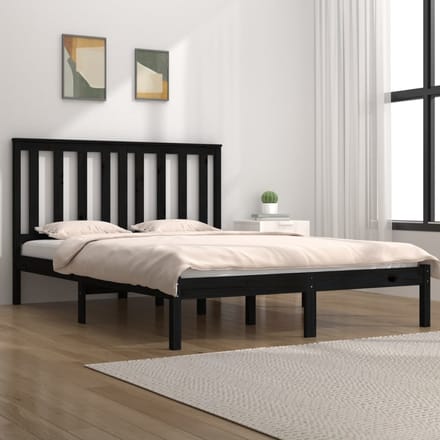 vidaXL - Bedframe - massief - grenenhout - zwart - 200x200 - cm