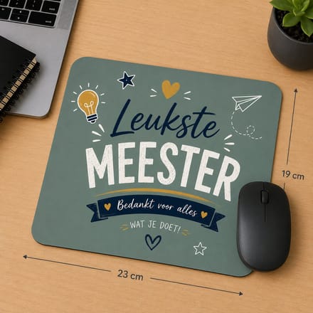 Muismat Leukste Meester – 23 x 19 cm – Cadeau voor Meester – Bedankt Meester – Meesterdag Cadeau – Einde Schooljaar