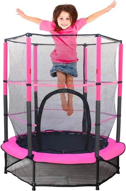 Kinder trampoline - Springkussen - Binnen en buiten - Veiligheidsnet inclusief - 140 cm - Roze