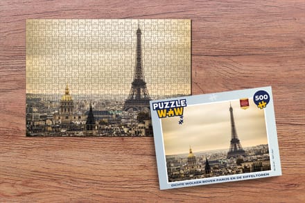 Puzzel Dichte wolken boven Parijs en de Eiffeltoren - Legpuzzel - Puzzel 500 stukjes