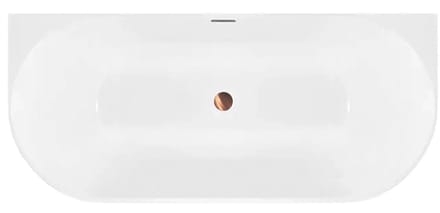 Rea - Badkuip- Capri Slim 150 Zwarte Stopkap - Wit - Acryl - 150X74,5X58Cm