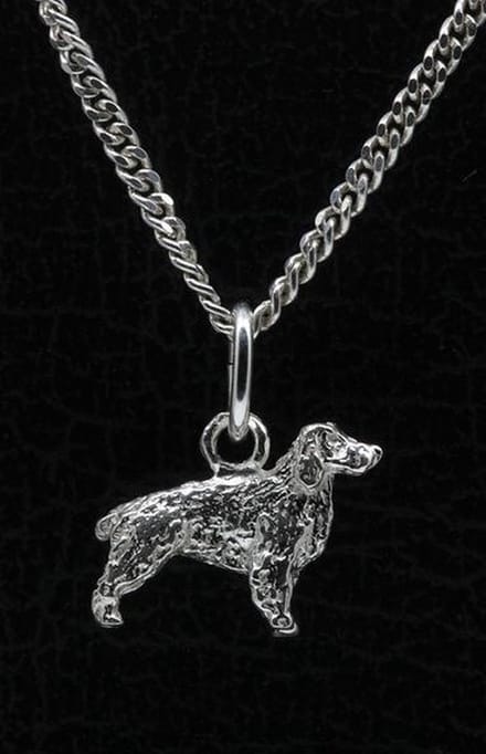 Zilveren Engelse cocker spaniel ketting hanger - klein