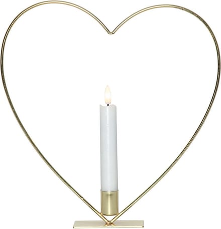 Star Trading decoratie Flame Heart, staande lamp, hart, messingkleurig, kaars, was, LED, timer, warm wit, 28 cm