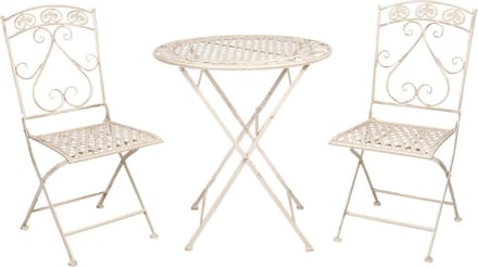 Clayre & Eef Bistroset Bistrotafel Bistrostoel 3-delig Ø 70x76 cm Wit IJzer