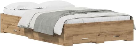 Bedframe met Lades en Lattenbodem 120x200 cm Hout Eiken Kleur